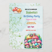 エンチャントフェアリーマッシュルーム誕生日招待状 招待状 (正面/裏面)