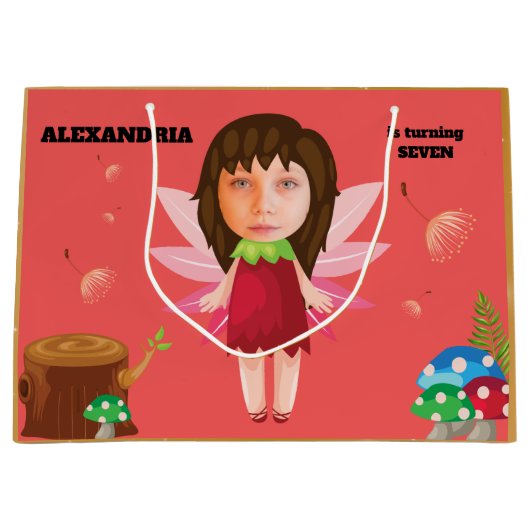 エンチャントフェアリー魔法ピクシー新しいおもしろいキッズファブ ラージペーパーバッグ (正面)