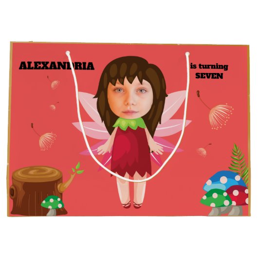 エンチャントフェアリー魔法ピクシー新しいおもしろいキッズファブ ラージペーパーバッグ (裏面)