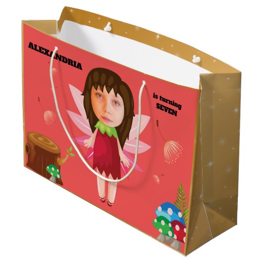 エンチャントフェアリー魔法ピクシー新しいおもしろいキッズファブ ラージペーパーバッグ (裏面アングル)