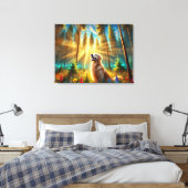 エンチャントフォレストのゴールデンレトリバー キャンバスプリント (インサイチュ (寝室))