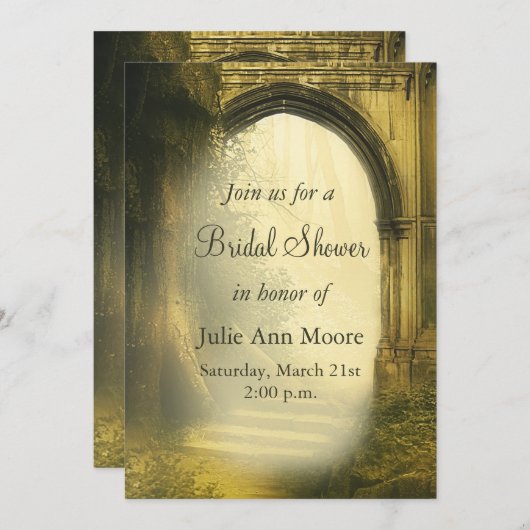 エンチャントフォレストアーチブライダルシャワー 招待状 (正面/裏面)