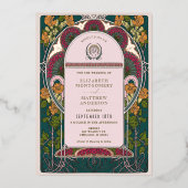 エンチャントフォレストアールデコ結婚式招待状 箔招待状 (正面)