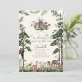 エンチャントフォレストウッドランドアニマルズクリーム誕生日 招待状 (スタンド正面)