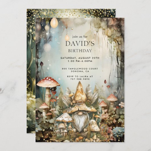 エンチャントフォレストウッドランド格言キッドズ誕生日I 招待状 (正面/裏面)