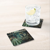 エンチャントフォレストエメラルドグリーンドレスキンセアニラ スクエアペーパーコースター (インサイチュ)
