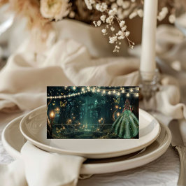 エンチャントフォレストエメラルドグリーンドレスキンセアニラ プレイスカード