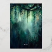 エンチャントフォレストエメラルドフォト婚約パーティ 箔招待状 (裏面)