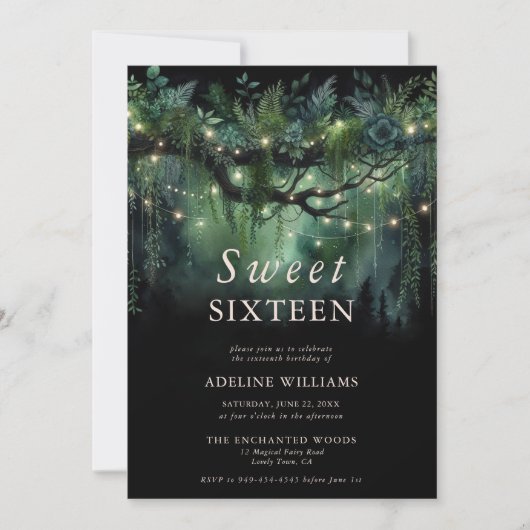 エンチャントフォレストエメラルドフローラフェアリースウィート16 招待状 (正面)