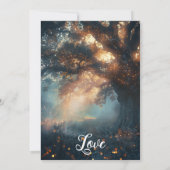 エンチャントフォレストオークツリーフェアリーライトブライダル 招待状 (裏面)