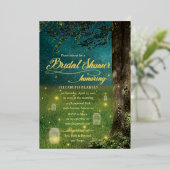 エンチャントフォレストガーデン素朴ブライダルシャワー金ゴールド 箔招待状 (立ち正面)