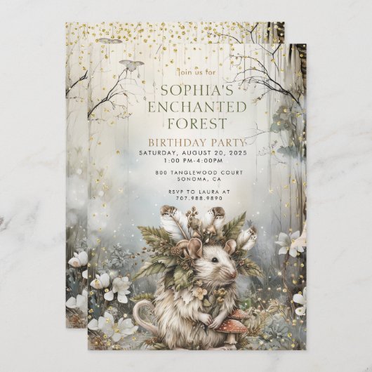 エンチャントフォレストガール誕生日 招待状 (正面/裏面)