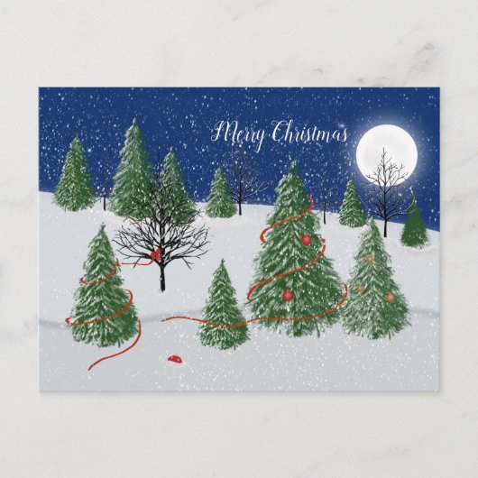 エンチャントフォレストクリスマスイブホリデーハガキ シーズンポストカード (正面)