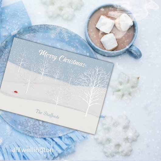 エンチャントフォレストクリスマスデイホリデーカード シーズンカード