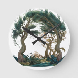 エンチャントフォレストゲートウェイ – 自然インスパイアウォータコ ラウンド壁時計
