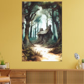 エンチャントフォレストコテージ キャンバスプリント (インサイチュ (リビング))