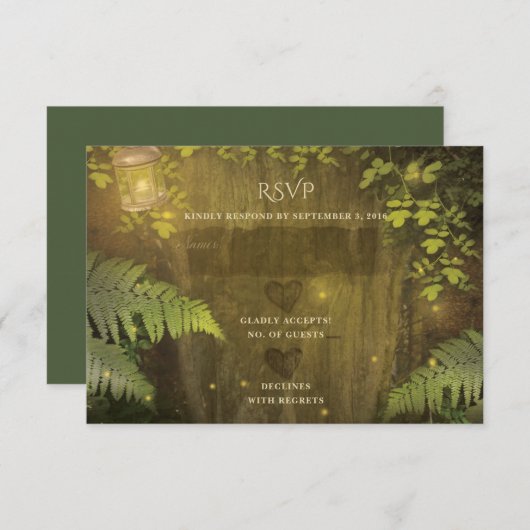 エンチャントフォレストシークレットガーデンドリームウェディングRSVP 出欠カード (正面/裏面)