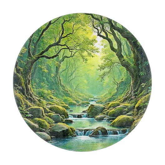 エンチャントフォレストストリームデザイン カッティングボード (正面)