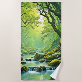 エンチャントフォレストストリームデザイン ビーチタオル