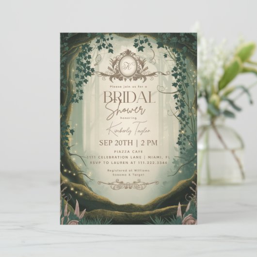 エンチャントフォレストストーリーブックブライダルシャワー 招待状 (スタンド正面)