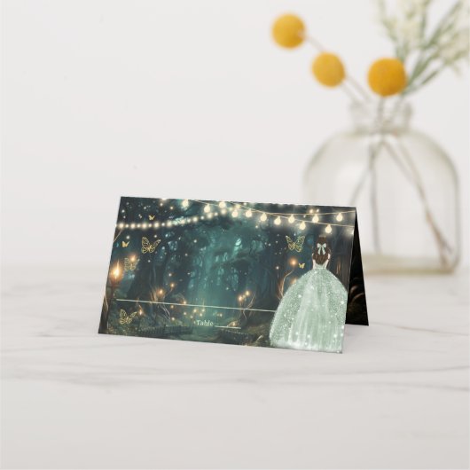 エンチャントフォレストセージ緑ドレスキンセアニラ プレイスカード (正面)