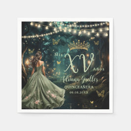 エンチャントフォレストセージ緑ドレスキンセアニラXV スタンダードカクテルナプキン