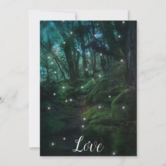 エンチャントフォレストツリーズフェアリーライトブライダルシャワー 招待状 (裏面)