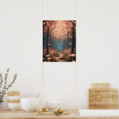 エンチャントフォレストティール（緑がかった色）ピーチリトルライト ポスター (キッチン)