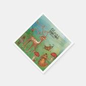 エンチャントフォレストディアー&キツネフェアリーファースト誕生日 スタンダードカクテルナプキン (角)