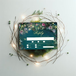 エンチャントフォレストバラおとぎ話の食事結婚式RSVP 出欠カード