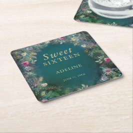 エンチャントフォレストバラグリーナリーフェアリーウッドランドRSVP スクエアペーパーコースター