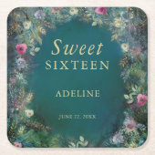 エンチャントフォレストバラグリーナリーフェアリーウッドランドRSVP スクエアペーパーコースター (正面)