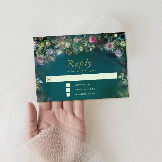 エンチャントフォレストバラグリーナリーフェアリーウッドランドRSVP 出欠カード