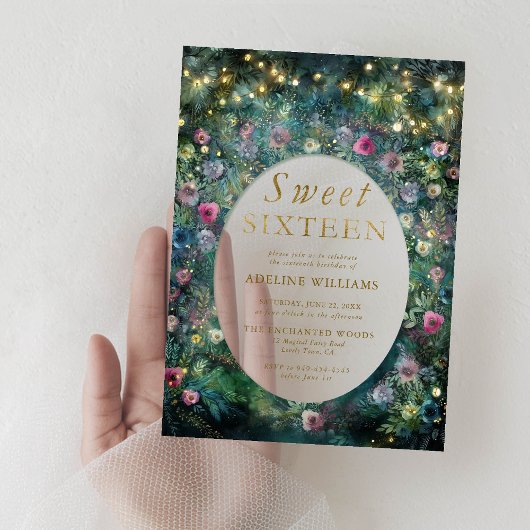 エンチャントフォレストバラフレームウッドランドスウィート16 アクリル招待状
