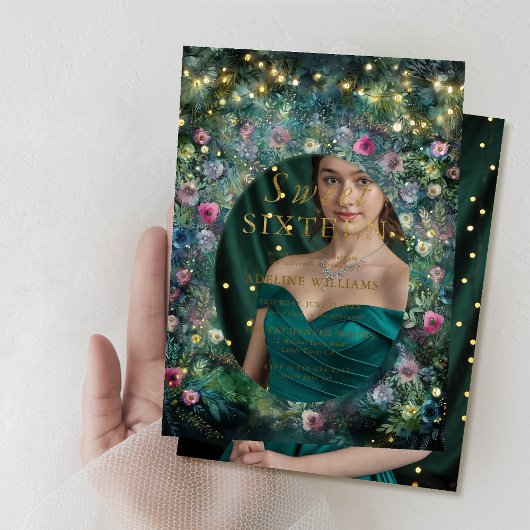 エンチャントフォレストバラフレームウッドランドスウィート16 アクリル招待状