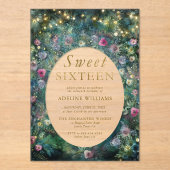 エンチャントフォレストバラフレームウッドランドスウィート16 アクリル招待状 (正面)