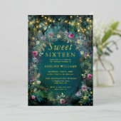 エンチャントフォレストバラ金ゴールドトゥインクルライトスウィート16 箔招待状 (立ち正面)