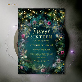 エンチャントフォレストバラ金ゴールドトゥインクルライトスウィート16 箔招待状