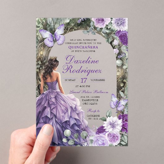 エンチャントフォレストパープルキンセアニェラ招待状 アクリル招待状 (インサイチュ (ポータブル))