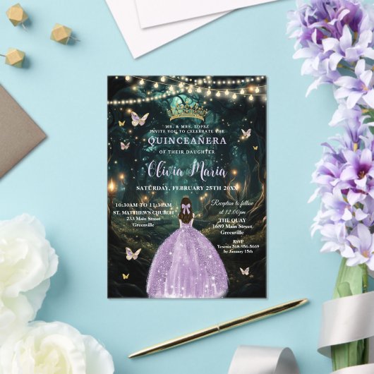 エンチャントフォレストパープル薄紫ドレスキンセアニラ アクリル招待状 (インサイチュ (ウェディング))