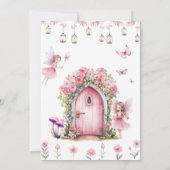 エンチャントフォレストピンクフェアリーワイルドフラワー誕生日 招待状 (裏面)