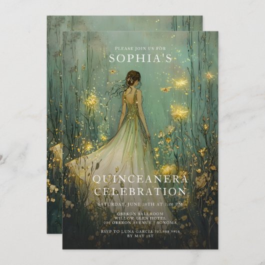 エンチャントフォレストフェアユタレキンセアニェラ誕生日 招待状 (正面/裏面)