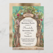 エンチャントフォレストフェアリーガーデンオングリッターグリーン 招待状 (正面/裏面)