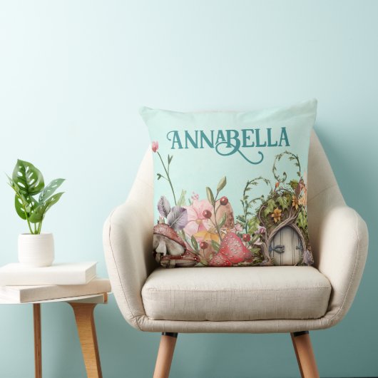 エンチャントフォレストフェアリーガーデンドアオンティール（緑がかった色） クッション (椅子)