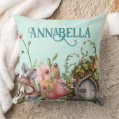 エンチャントフォレストフェアリーガーデンドアオンティール(緑がかった色) クッション (ブランケット)