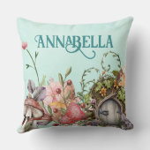 エンチャントフォレストフェアリーガーデンドアオンティール(緑がかった色) クッション (裏面)