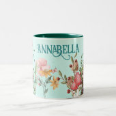 エンチャントフォレストフェアリーガーデンドアオンティール(緑がかった色) ツートーンマグカップ (中央)