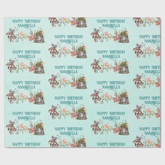 エンチャントフォレストフェアリーガーデンドアオンティール（緑がかった色） ラッピングペーパー (フラット)