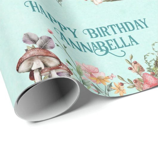 エンチャントフォレストフェアリーガーデンドアオンティール（緑がかった色） ラッピングペーパー (ロールコーナー)