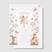 エンチャントフォレストフェアリーガール誕生日 ベラム紙招待状 (オフセット)